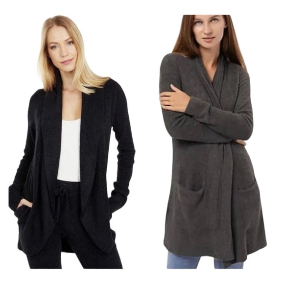 BAREFOOT DREAMS CozyChic Lite Long Cardigan Sweater Black 1X NEW Comfy - Picture 1 of 9